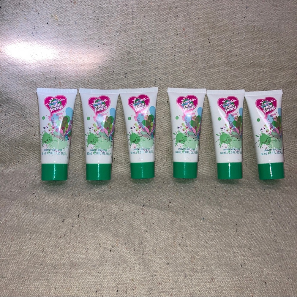 6 Pack Loves Rain Forest Shimmery Body Lotion 2oz each Original Formula Dana New